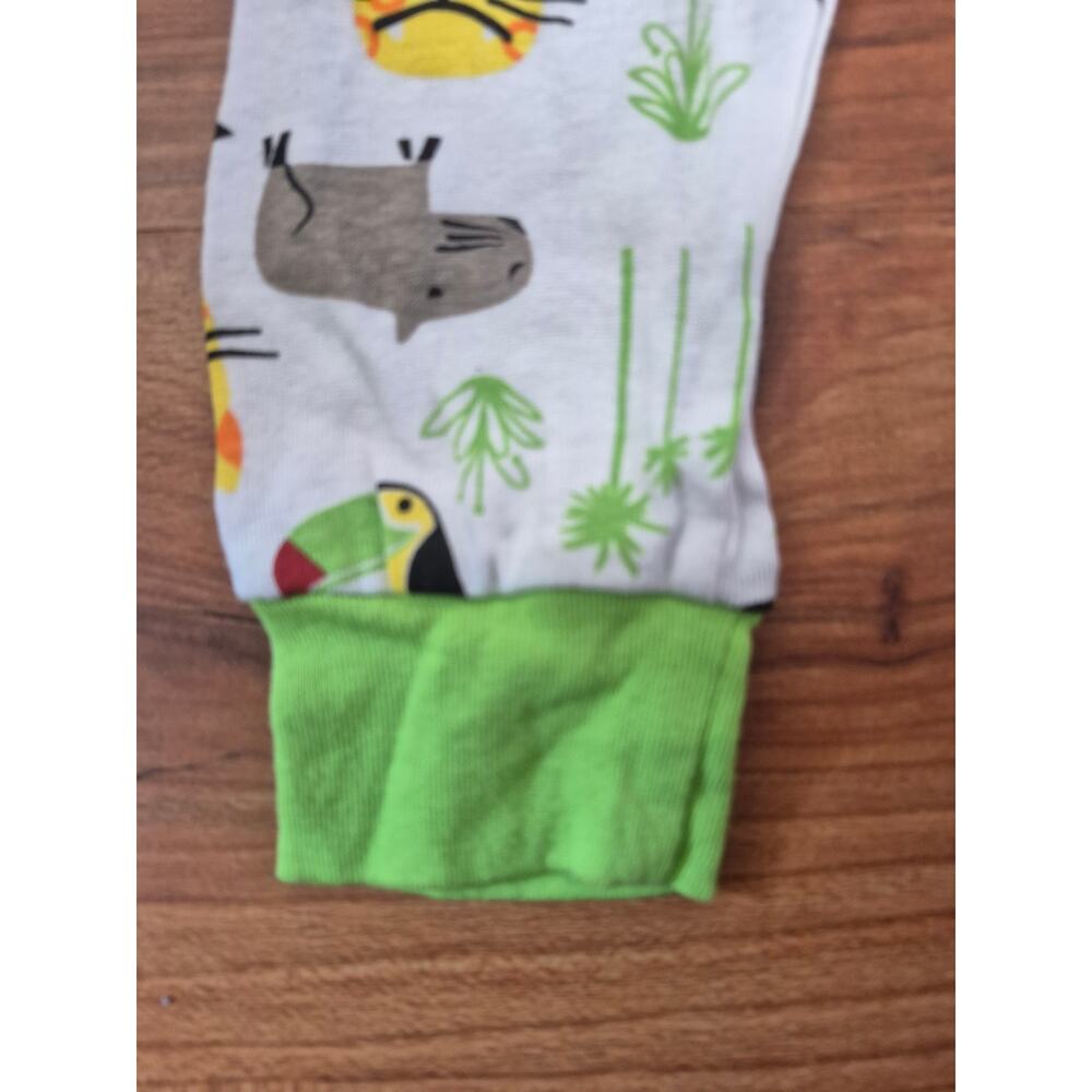 Kohl's Pajama Pants Boys Size 5T Safari Green White Cuffed Elastic Waist 8240 - Picture 5 of 8
